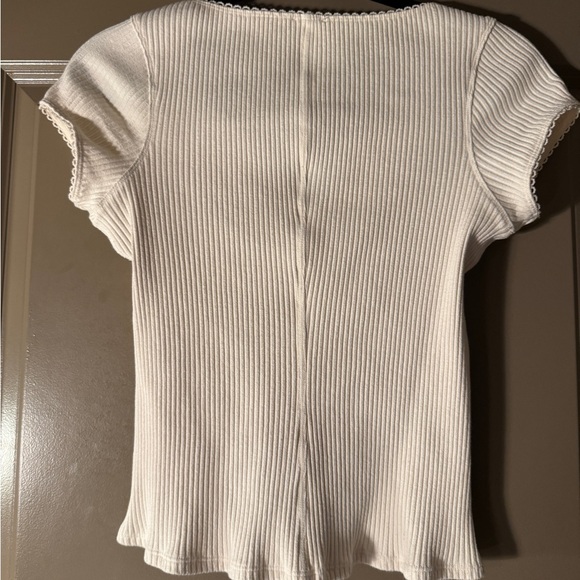 Free People Ivory Button-Down Ribbed Top - Picture 3 of 4
